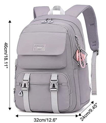 JiaYou Teen Girls Casual Backpack High Middle School Daypack Women Daily Travel Laptop Bag (2# Grey, 26 Liters) - color: 2# Grey