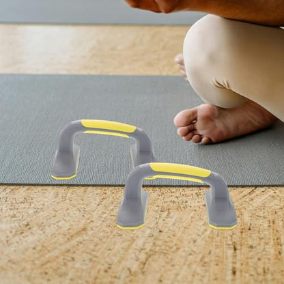 TOYANDONA Push up Bars Set for Floor Workout, Non-slip Plastic Pushup Handles Anti-skid Base, Portable Fitness Equipment for Home Strength and Balance Training, 1 Pair (gray Yellow)