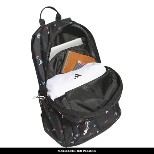 adidas Kids Affiliate Backpack – School Bag for Girls and Boys, 27L, 3 Bar Toss Black-Clear Pink/Clear Pink, OSFA - color: 3 Bar Toss Black-clear Pink/Clear Pink