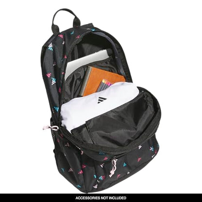 adidas Kids Affiliate Backpack – School Bag for Girls and Boys, 27L, 3 Bar Toss Black-Clear Pink/Clear Pink, OSFA - color: 3 Bar Toss Black-clear Pink/Clear Pink