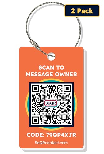 Smart Luggage Tags | Privacy QR Code Luggage Tag Keeps Personal info Private | Customizable Travel Suitcase Tags for Women Men | Use with GPS Bag Locator Tracking, Air Tag Android/iOS | Orange, 2 Pack - color: Orange