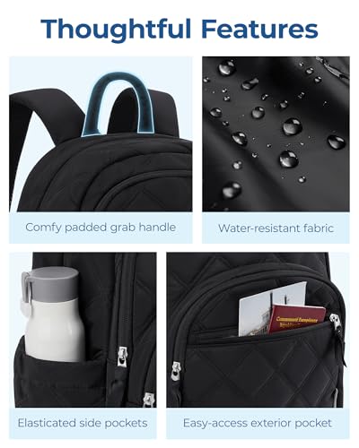 BAGSMART Travel Laptop Backpack, College Backpack for Women, Quilted Small Computer Bookbag, Water-Resistant 15.6 Inch Laptop Casual Bag, Beige - color: 04-camel