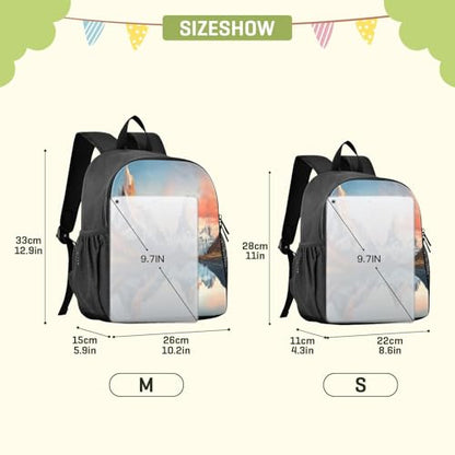 Lightweight Waterproof Backpack with Mountains Design - Durable Travel Daypack for Everyday Use#592