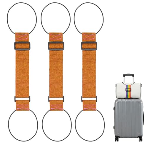 Luggage Straps for Suitcases, Adjustable Luggage Strap Bungee for Suitcase Handle, Luggage Connector Straps for Multiple Suitcases & Travel Bags (Orange) - color: Orange
