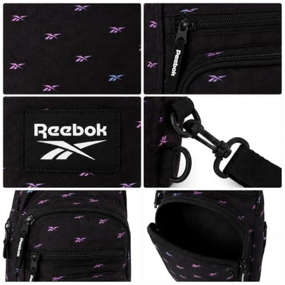Reebok Unisex Crossbody Bag - Convertible Compact Durable Cross Body Bag for Women and Men - Gym and Travel Essentials, Size One Size, Cosmos Black Ombre - color: Cosmos Black Ombre