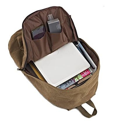 Canvas Laptop Backpack, Durable Rucksack, Travel Bag Fits 15.6 Inch Notebook for Men Women Factory Directly(Coffee) - color: Coffee