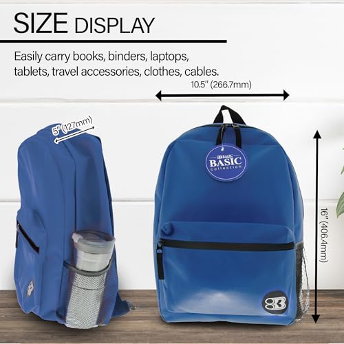 BAZIC 1031 Basic Backpack, Blue, 16" - color: Blue, size: 16"