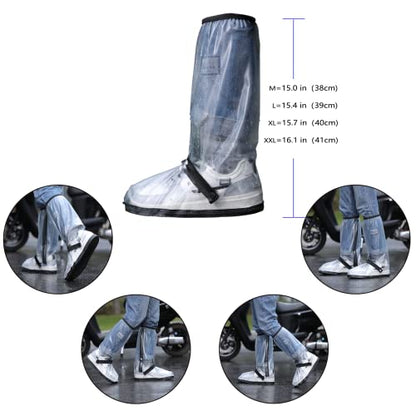 Waterproof Rain Boot Shoe Cover with Reflector Reusable & Foldable - color: Clear, size: Large