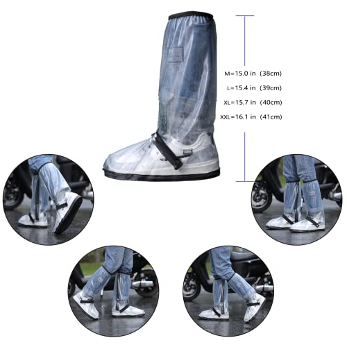 Waterproof Rain Boot Shoe Cover with Reflector Reusable & Foldable - color: Clear, size: XX-Large