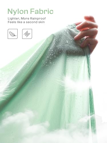 SaphiRose Extra Thick Hooded Rain Poncho Double Layer Waterproof Raincoat Jacket for Men Women Adults - color: Sage Green