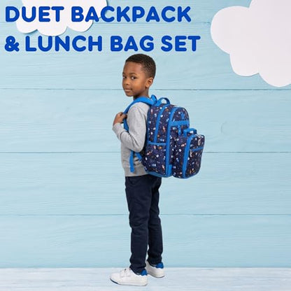J World Duet Kids Backpack & Lunch Box Set For Boys & Girls Pre-K to Elementary School, Mr Eggplant - color: Mr. Eggplant