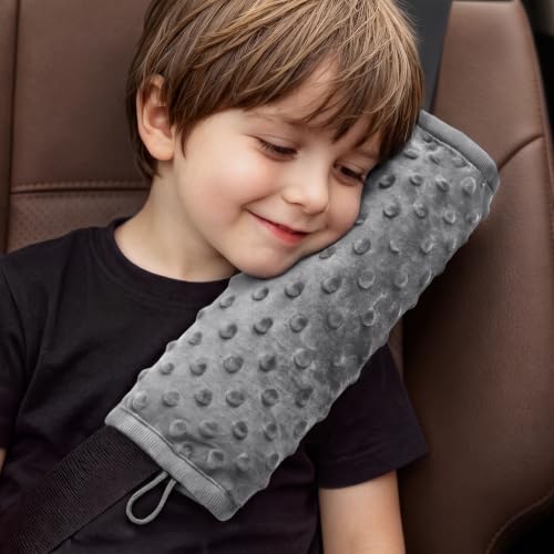 Pro Goleem Seat Belt Pillow for Kids,Soft Velvet Shoulder Cushion, Grey - color: Grey, size: Large