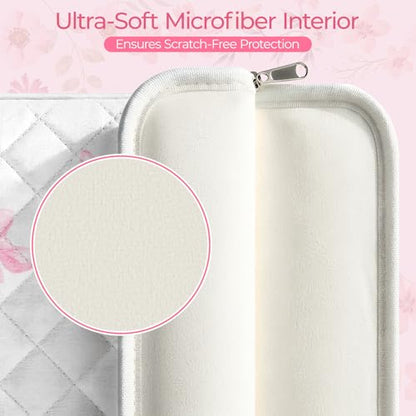 13-14 inch Cotton Quilted Laptop Sleeve for Women, Aesthetic Puffy Laptop Case Carrying Bag Compatible with MacBook Air/Pro 13/Pro 14, Soft Computer Liner Bag (Pink Bow, 13.3 inch) - color: Pink Bow, size: 13.3 inch