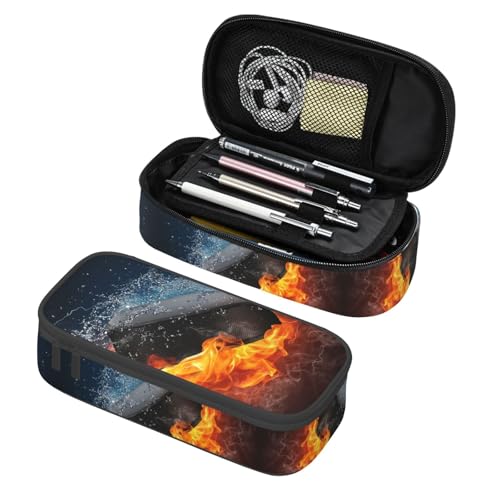 Hockey Sport Pencil Case Big Capacity Storage Pencil Pouch Stationery Bags With Zipper Portable Pen Holder Box Organizer For Boys Girls Teens Student College School Office Supplies - color: Hockey Sport