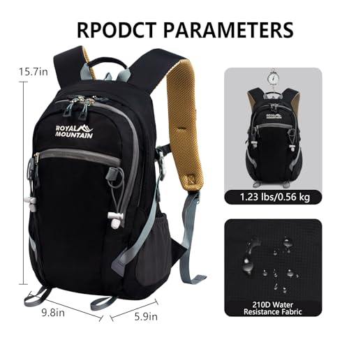 Hiking Backpack for Men Women,20L Lightweight Waterproof Travel Camping Backpack Hiking Daypack for Cycling Running(With Rain-cover) - color: Black