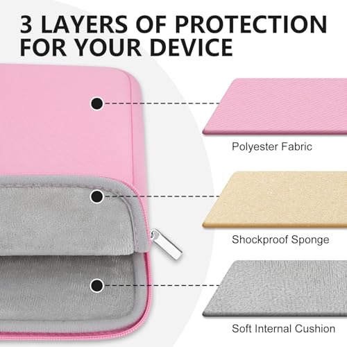 Laptop Sleeve Bag Compatible with 15 to 16 inches MacBook HP Dell Asus Acer Protective Case with Front Pocket Padded Computer Pouch Cover Protective for 15” to 16” Laptop, Pink - color: Pink, size: 15/16 inches