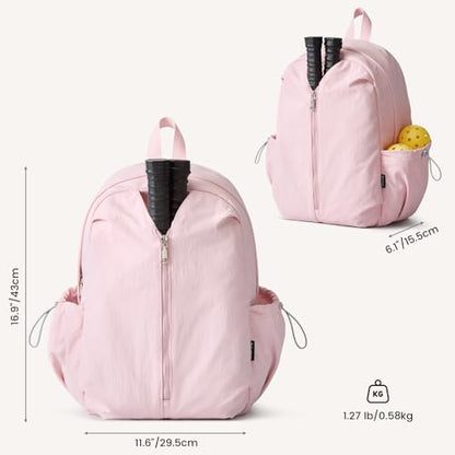 G4Free 20L Pickleball Bag for Women, Pickleball Paddle Backpack with Fence Hook, Work Travle Bag with 15" Laptop Compartment-Pink - color: Pink