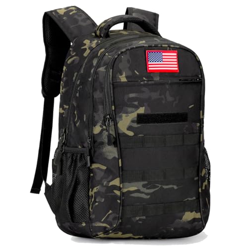 4land Camo Backpack for Boys,Army Boys Backpacks for Elementary Middle School Military,Camouflage Bookbag 40L - color: A-black Camo