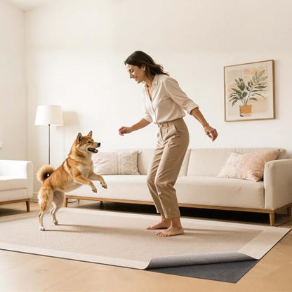 VEVOR Rug Pad 10 x 14 ft, Non-Slip Carpet Area Pad 0.12in Rug Mat Padding with Dual Surface Felt Cushion & Rubber Gripper, Hardwood Floor Protection for All Floors, Finishes, Keeps Carpets in Place - size: 14' x 10' (Rectangular)