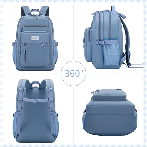 PRAGARI Girls Backpack for School Cute Aesthetic Kids Teens Student Bookbag - color: Blue