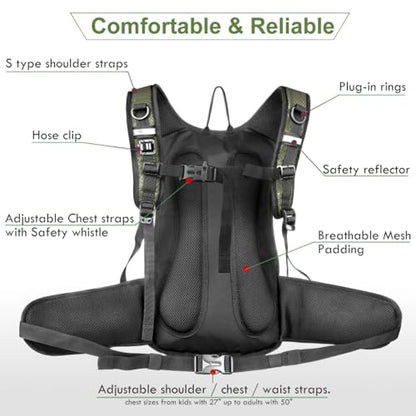 Mothybot Hydration Pack, Insulated Hydration Backpack with 2L BPA Free Water Bladder and Storage, Hiking Backpack for Men, Women, Kids for Running, Cycling, Camping - Keep Liquid Cool up to 5 Hours - color: Olive