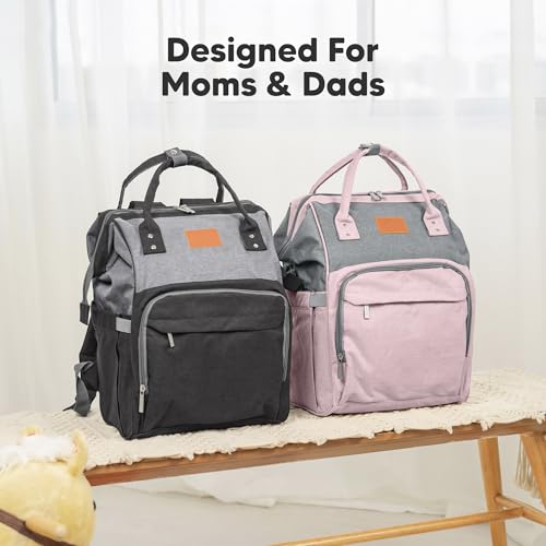 KeaBabies Baby Diaper Bag Backpack - Large Baby Bag for Boys, Girls, Waterproof Multi Function Travel Diaper Backpack with Changing Pad, Durable Travel Essentials for Moms and Dads (Graphite) - color: Graphite