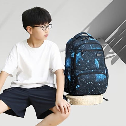 MITOWERMI Kids Backpack for Boys Girls Elementary School Backpacks Boys Children Bookbags Primary Kindergarten Backpack Galaxy Black Blue - color: Galaxy Black-blue