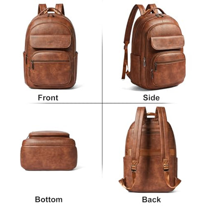 Leresas Vegan Leather Backpack Purse for Women Mens Travel Backpack Work Laptop Teacher BackPack College Daypack Business Backpack Office Bag Brown - color: Brown