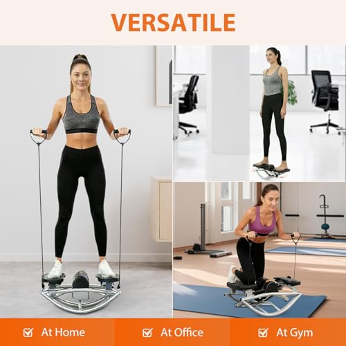 Rock Stepper, Side-to-Side Lateral Rocking Fitness Stepper, with Digital Monitor, Resistance Bands, Non-Slip Mat, Full Body Stepper, for Apartment, Living Room Workout - color: Black and gray