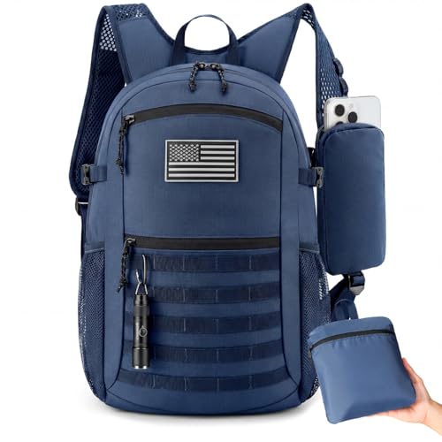 Small 20L Foldable Hiking Daypack for Men Women – Ultra Lightweight Tactical Packable Backpack for Travel, Camping Outdoor, Blue - color: Blue