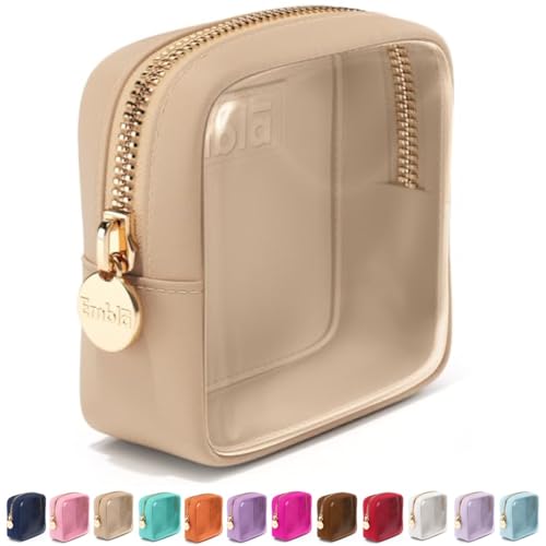 Embla Clear Small Makeup Bag for Purse Cute Mini Make Up Nylon Organizers Tiny Cosmetic Bags for Women Girls Little Toiletry Travel Pouches Zipper Skincare Pouch Organizer Beige - color: Sand, size: Mini