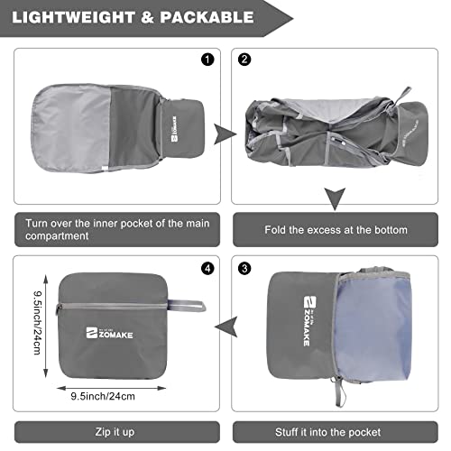 ZOMAKE Lightweight Packable Backpack 35L, Foldable Backpacks Water Resistant Collapsible Light Daypack for Hiking(Medium Grey) - color: Medium Grey B
