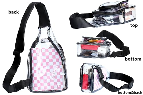 Small Clear Purses for Women Men, Clear Sling Bag for Stadium Events and Concerts, Crossbody Shoulder Backpack