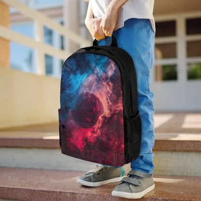 Basketball Smoke Backpack, Durable Polyester Daypack with Laptop Compartment, Reinforced Bottom, Adjustable Shoulder Straps And Multi Pockets for Travel And Daily Use - color: Basketball Smoke