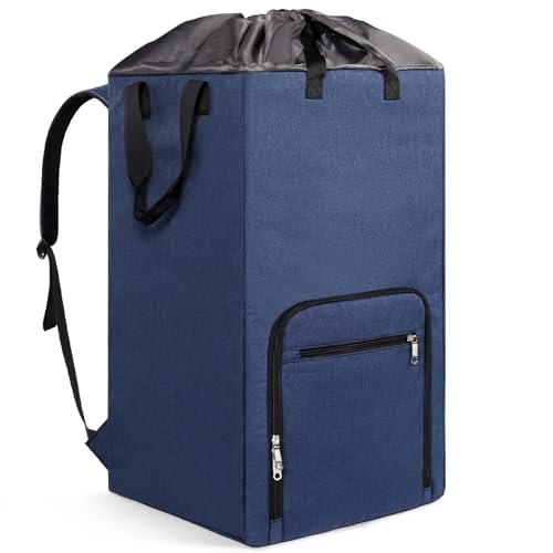 Bukere Laundry Backpack for College Students Dorm Essentials, Extra Large 90L Hanging Bag with Adjustable Shoulder Straps, Portable Laundry Tote for Apartment, Laundromat, Travel - color: Navy