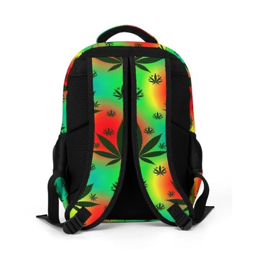 Water Resistant Travel Daypack Rasta Leaf Weedleaf, Lightweight Laptop Backpack with Water Bottle Pockets for Men Women College Work - color: Pattern (320)