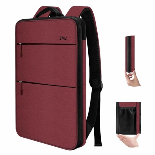 ZINZ Slim & Expandable Laptop Backpack 15 15.6 16 Inch Case, Water Resistant Travel Backpack Compatible with MacBook Pro/Neo 16" 15", Dell XPS 15 16 and Most 15" 15.6" 16" Notebooks，RD01BK01 - color: Rd01bk01, size: 15"-16"