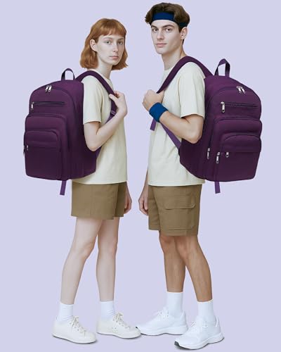Backpack for Middle High School Teen Boys Girls Large College Bookbag with Laptop Compartment Back to School Book Bags Mochilas Escolares para Niños Niñas Adolescentes (Dark Purple, Solid) - color: Dark Purple