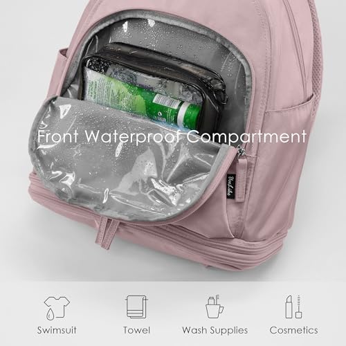 Uselike Gym Backpack for Women Men, Lightweight Gym Bag with Shoe Compartment, Waterproof Workout Backpack with Wet Pocket - color: Purple Ash