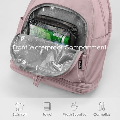 Uselike Gym Backpack for Women Men, Lightweight Gym Bag with Shoe Compartment, Waterproof Workout Backpack with Wet Pocket - color: Purple Ash