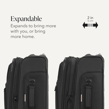 SWISSGEAR Sion Softside Expandable Spinner Luggage Durable Lightweight Travel Suitcase, Black, 2-Piece Set (Carry-On/Large) - color: Black, size: 2-Piece Set (Carry-On/Large)