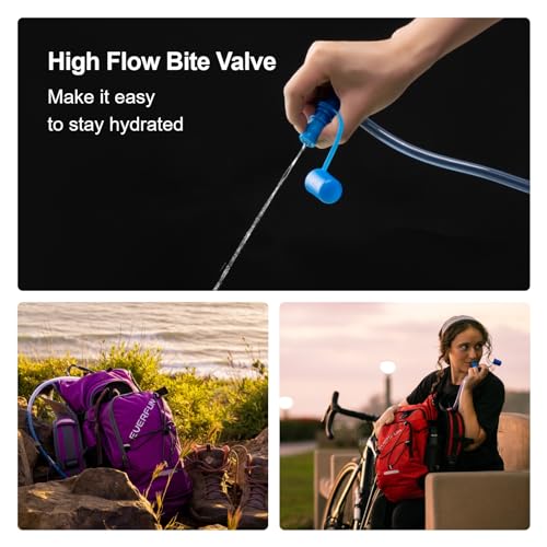 EVERFUN Hydration Bladder 2L/3L Water Reservoir for Hiking Backpack, Leak Proof Water Bladder with Detachable Hose & High Flow Ergonomic Bite Valve, Water Pouch for Cycling, Running - style: 2 L / 70 oz