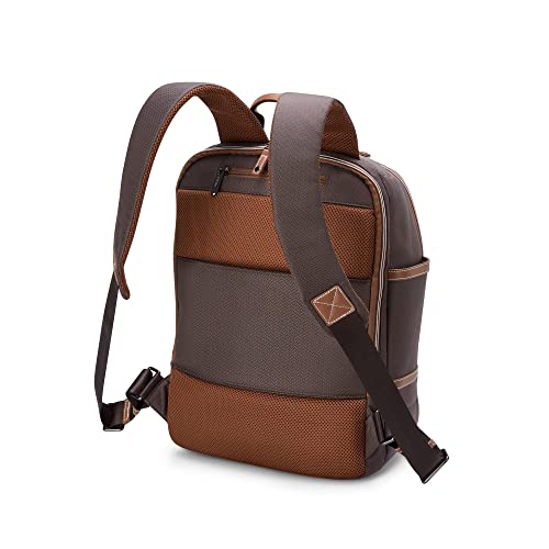 DELSEY PARIS Chatelet Air 2.0 Travel Laptop Backpack, Fits 14 Inch Laptop, Water-Repellent Recycled Fabric, Vegan Leather Trim, Trolley Sleeve, Chocolate Brown - color: Brown