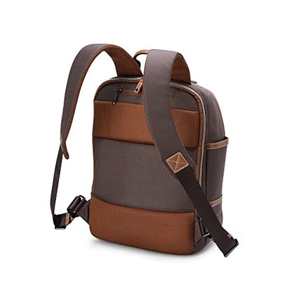 DELSEY PARIS Chatelet Air 2.0 Travel Laptop Backpack, Fits 14 Inch Laptop, Water-Repellent Recycled Fabric, Vegan Leather Trim, Trolley Sleeve, Chocolate Brown - color: Brown
