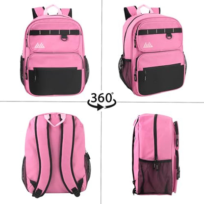 Summit Ridge Travel Backpack for Men and Women, Spacious Work Daypack with Water Bottle Pockets (Pink) - color: Pink