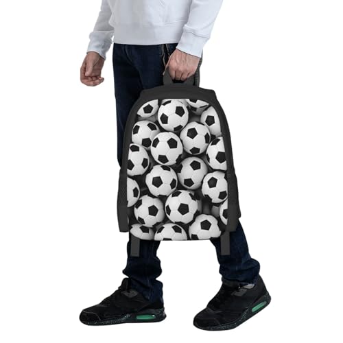 Black and White Football Soccer Backpack Laptop Travel Bag Adjustable Backpack Print Daypack for Men Women 16.5 In - color: Style 3