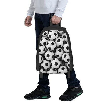 Black and White Football Soccer Backpack Laptop Travel Bag Adjustable Backpack Print Daypack for Men Women 16.5 In - color: Style 3