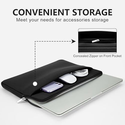 Laptop Sleeve Bag Compatible with 15 to 16 inches MacBook HP Dell Asus Acer Protective Case with Front Pocket Padded Computer Pouch Cover Protective for 15” to 16” Laptop,Black - color: Black, size: 15/16 inches