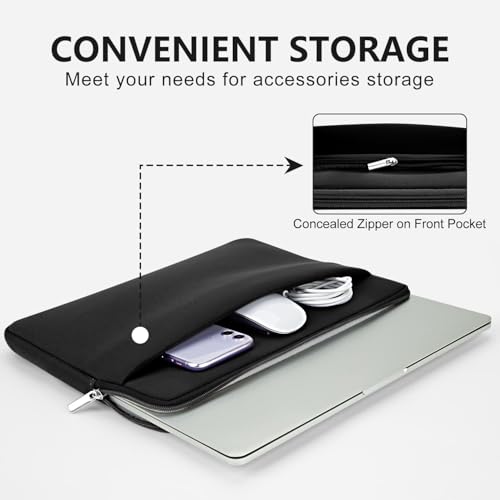 13 Inch Laptop Sleeve Portable Carrying Case with Front Pocket Padded Computer Pouch Cover Compatible with MacBook Air 13.6 Inch M4 M3 M2 2025-2022, 14 Inch MacBook Pro M4 M3 M2 M1, Black - color: Black, size: 13 inches