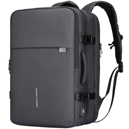 MARK RYDEN Travel Backpack for Men, 40L Airline Approved Carry on Backpack with USB Charging Port, 17.3 Inch Waterproof Business Laptop Backpack - color: Grey